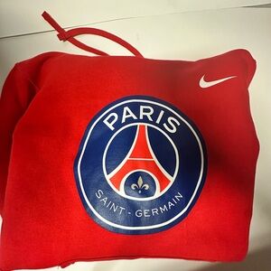 Nike Red Paris Saint Germain Hoodie with Blue logo